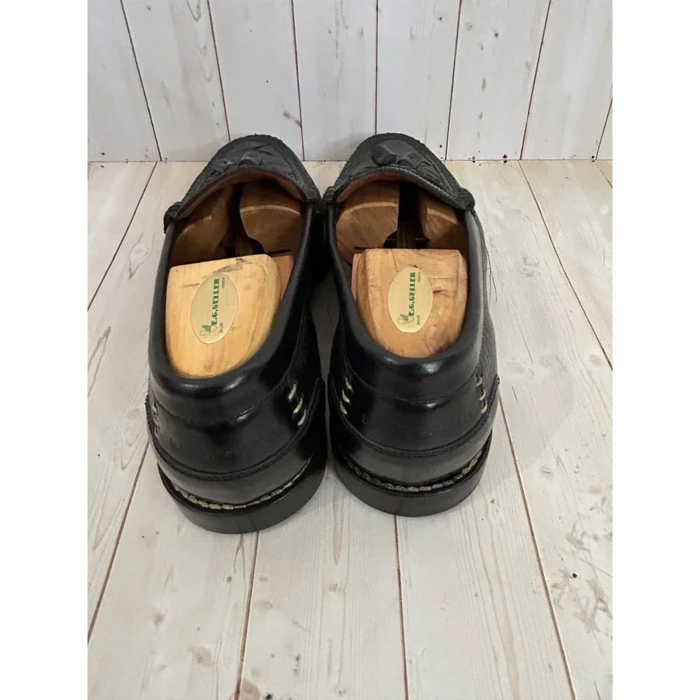 H.S. TRASK Men's Black Leather Basket Weave Tassel Loafer Slip On Size 9.5‎ M